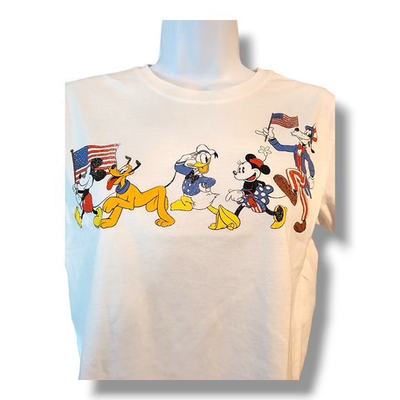 Disney American Flag Cropped Top Patriotic Print Size Medium - Picture 2 of 5